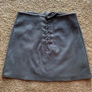Forest Green Lace Up Skirt